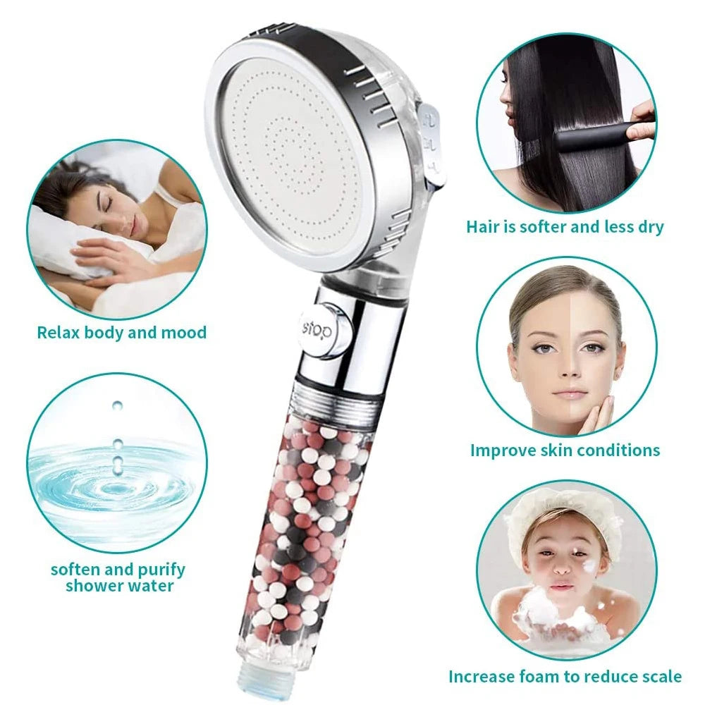Mineral Balls 3 Modes High Pressure Shower Head