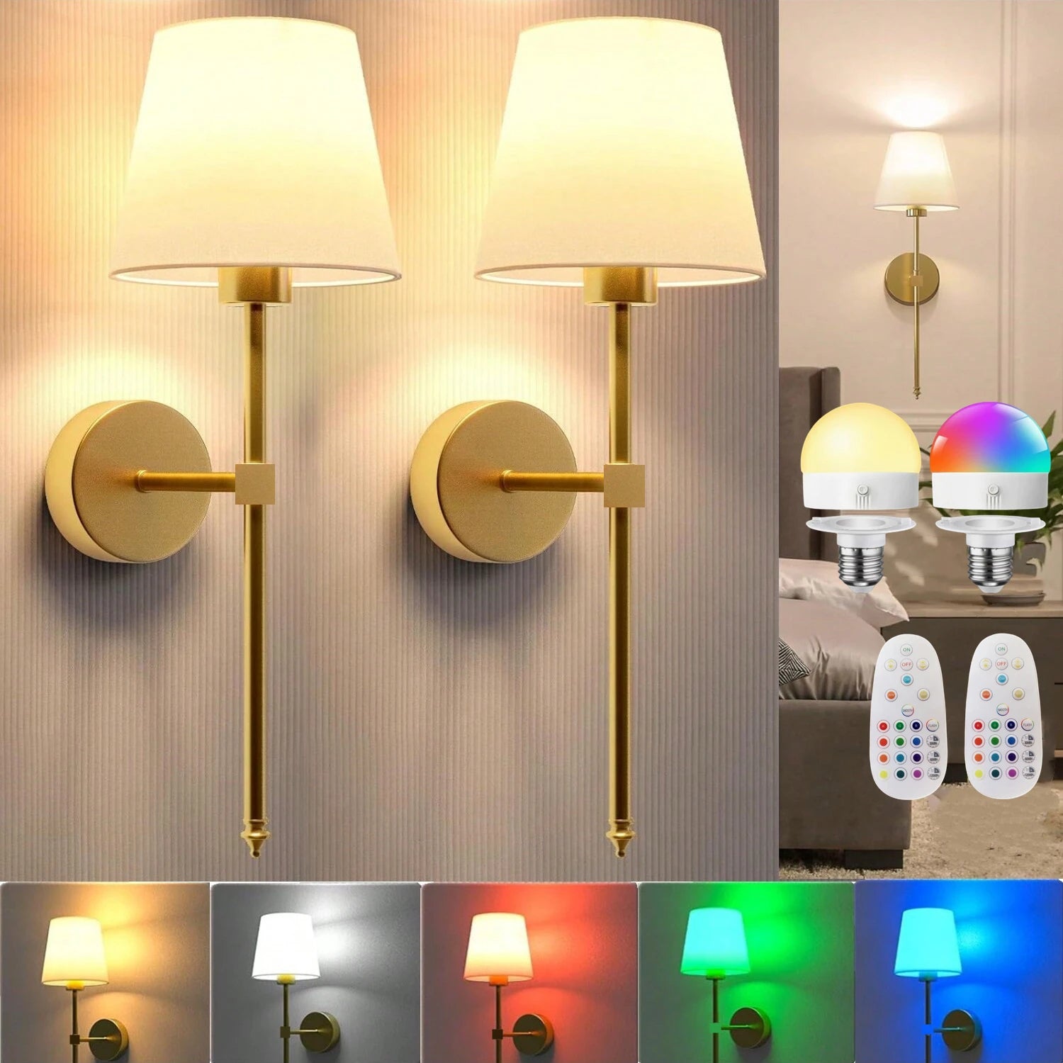 Wireless battery powered wall lamp