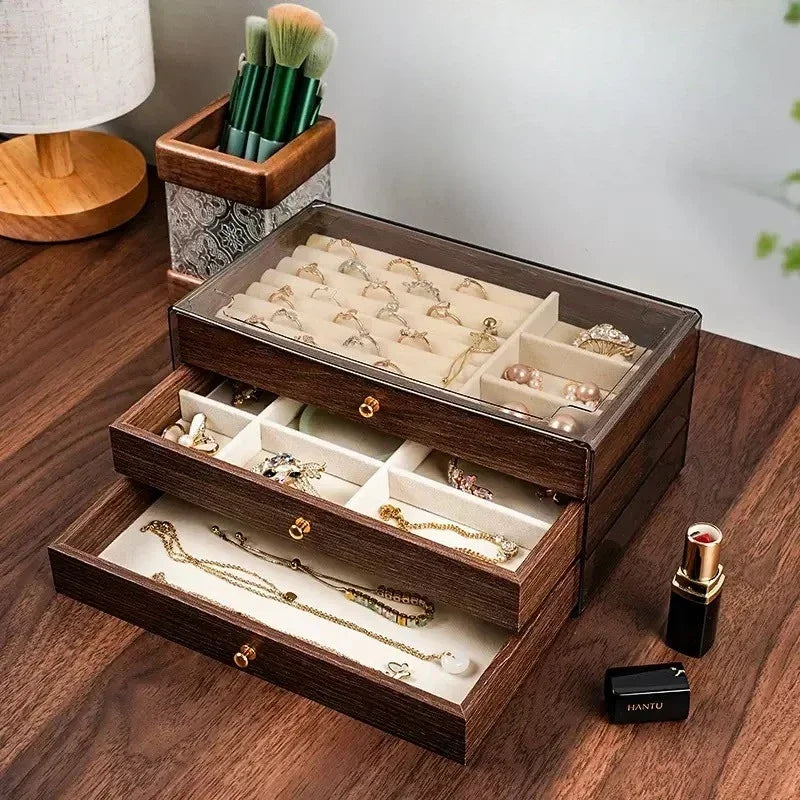 Multi-layer Wooden Jewelry Box