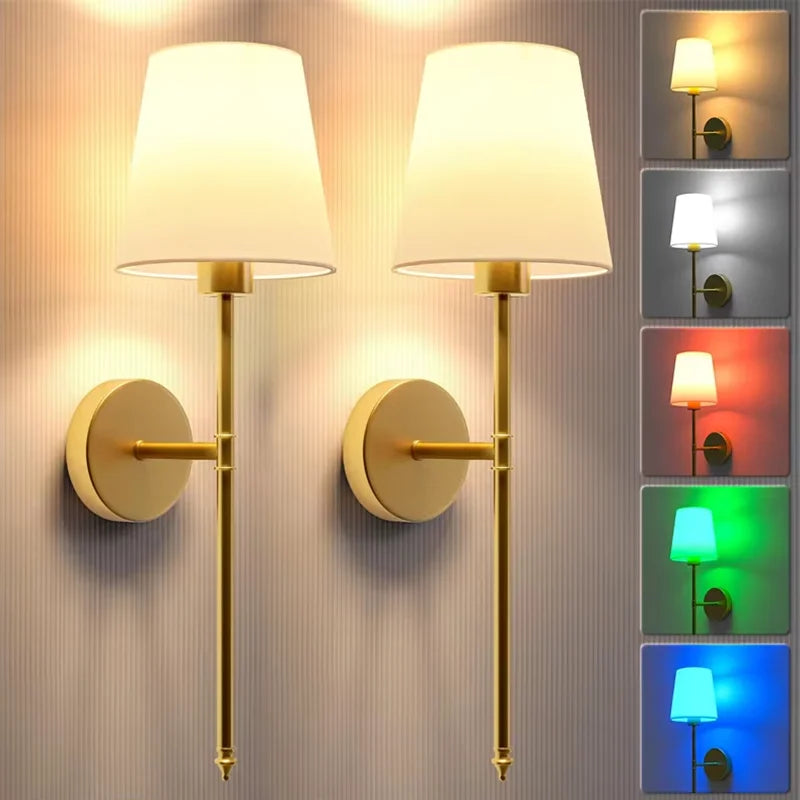 Wireless battery powered wall lamp