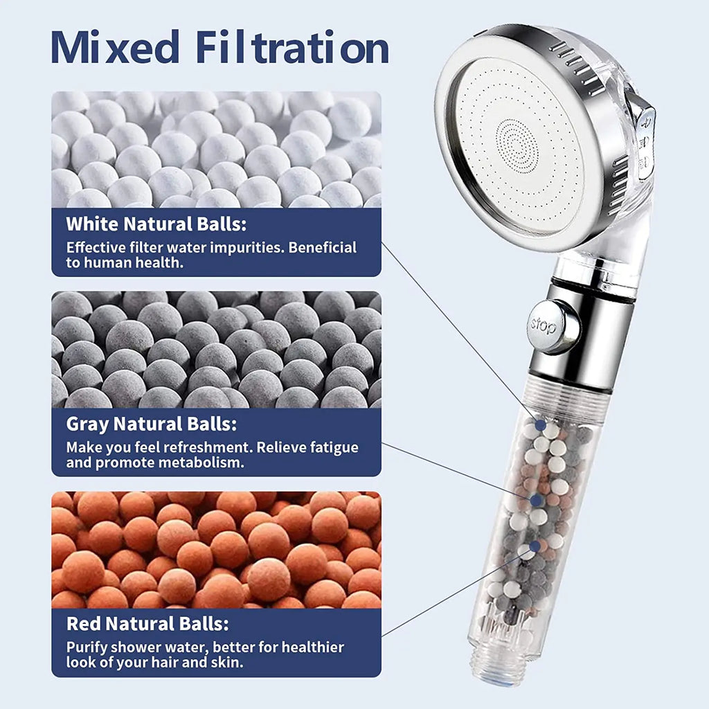 Mineral Balls 3 Modes High Pressure Shower Head